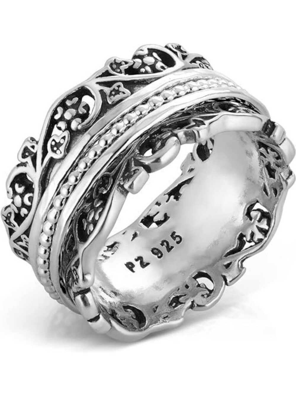 Handcrafted 925 Sterling Silver Spinner Ring for Women | Vintage Anxiety Fidget